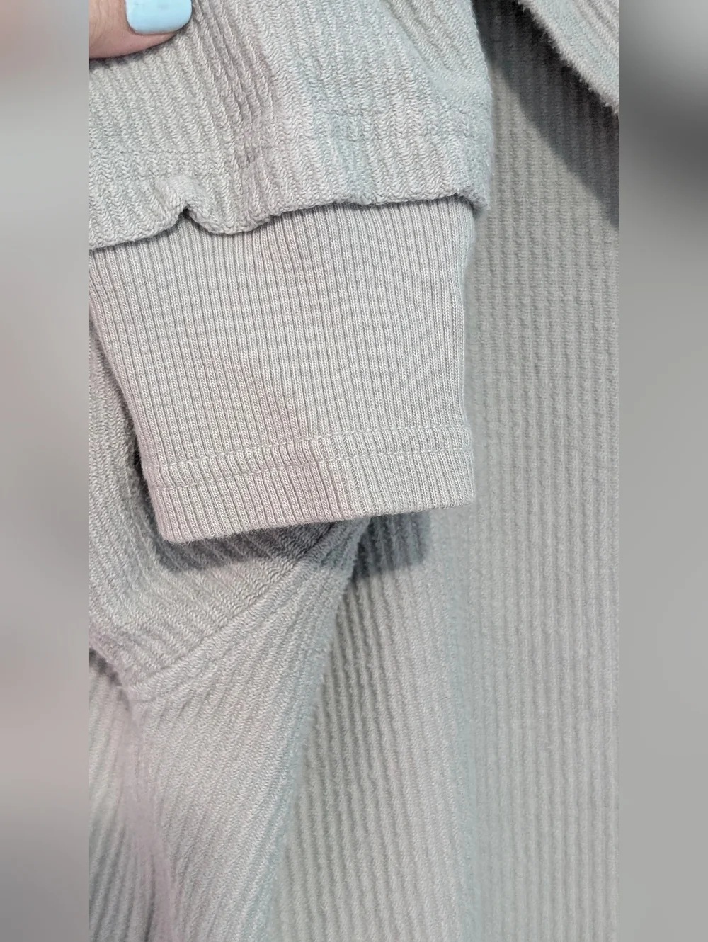 Light Sage Ribbed Henley Pullover - Picture 10 of 14